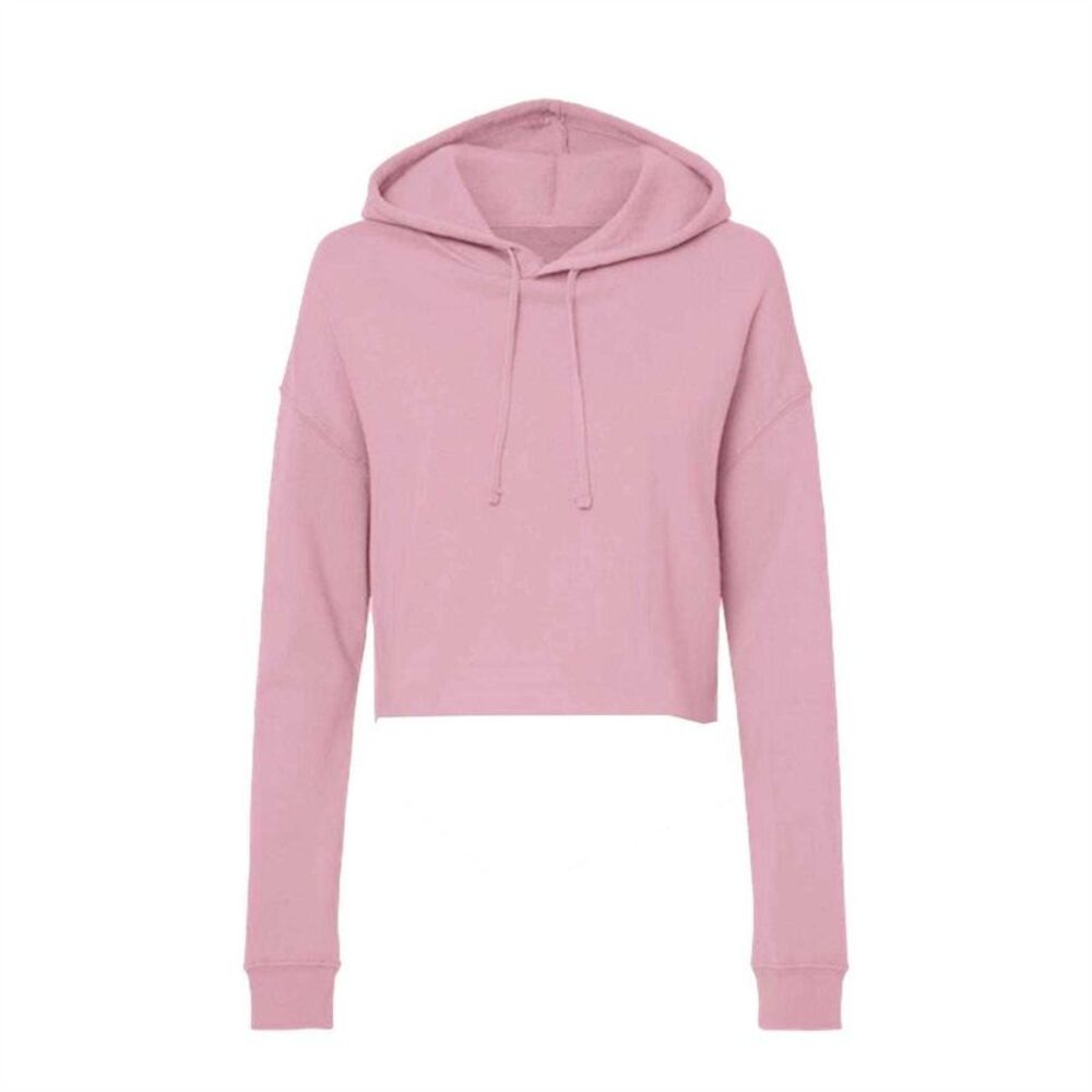 Miso Womens/Ladies Cropped Drawstring Hoodie / Pink